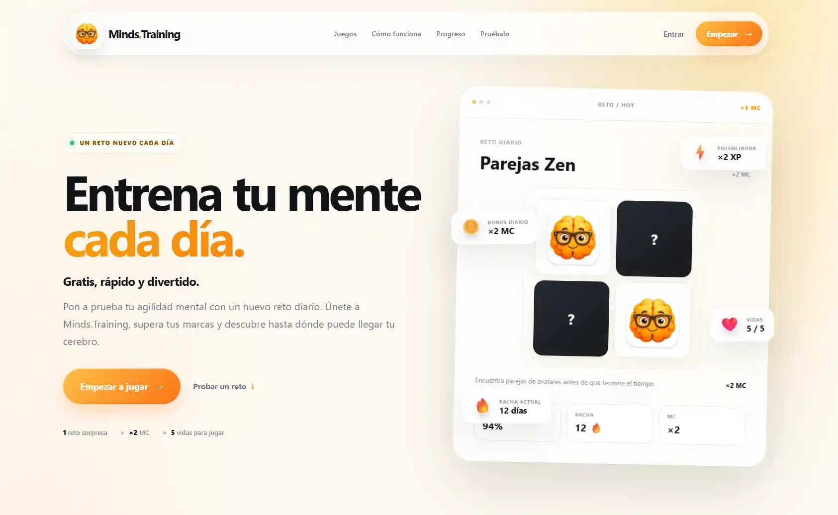 Captura del proyecto Minds Training